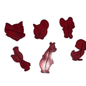Vintage 1956 Loew's Looney Tunes Cookie Cutters Lot Of 6 Red Tom & Jerry